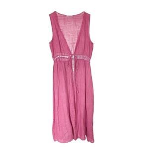 Francesca Bettini Mauve Linen Bohemian Duster Cover-Up One Size